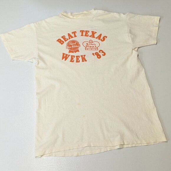 Extremely Vintage U of A Fayetteville Beat Texas Week King Pizza Tee 1983 XL - Picture 1 of 14